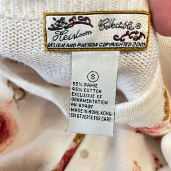 Heirloom Collectible Floral Embroidered Cardigan Long Sleeve Button-Up S‎ - Picture 6 of 8